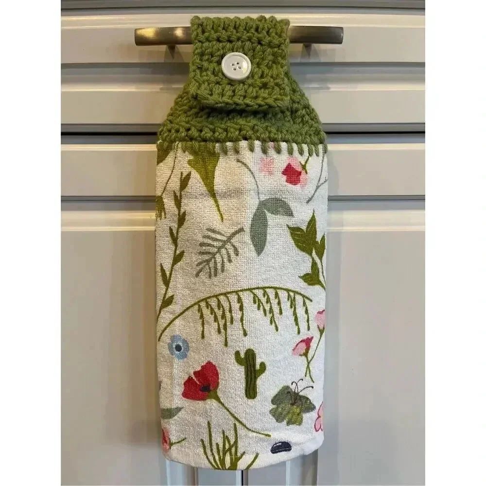 Crochet Top Kitchen Towel- Cactus Flower